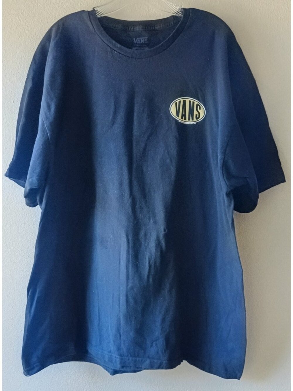 VANS Double-Sided Graphic Tee T-shirt  XXL Navy Blue Skater Beach Surfer